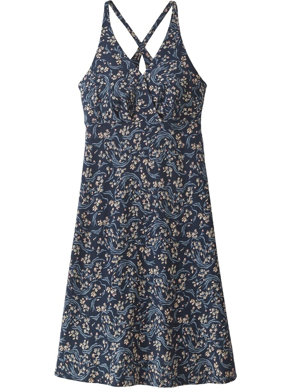 Patagonia amber Dawn Navy Floral  Dress with Crossback Straps